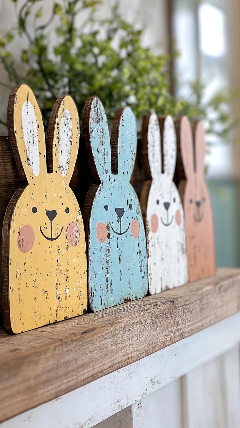 21. Distressed Farmhouse Wooden Bunny Cutouts - photo 2