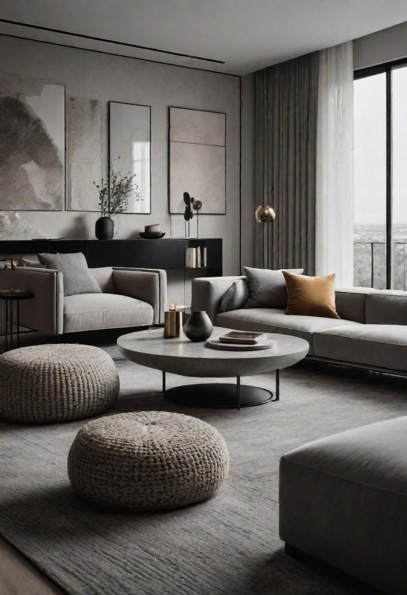 4. Gray Monochrome Textured Living Room