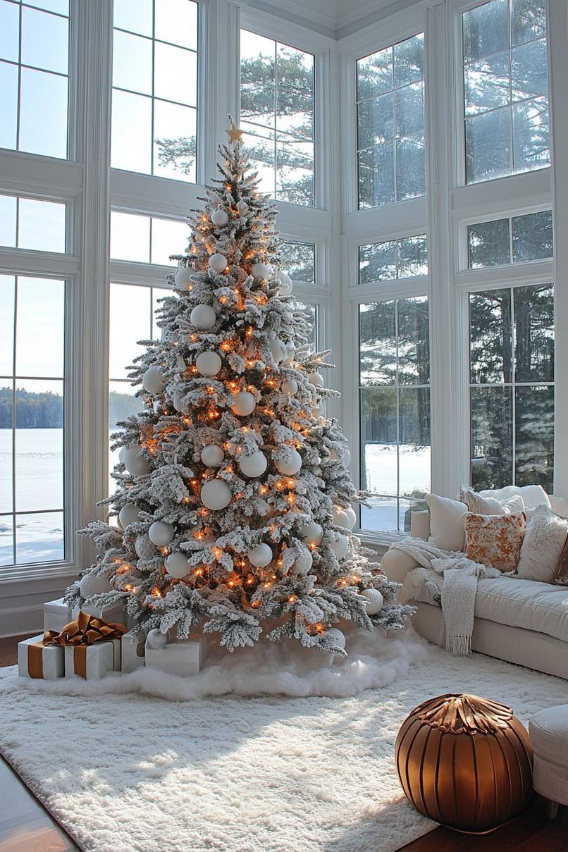 4. Frosted Trees & Minimal Decor