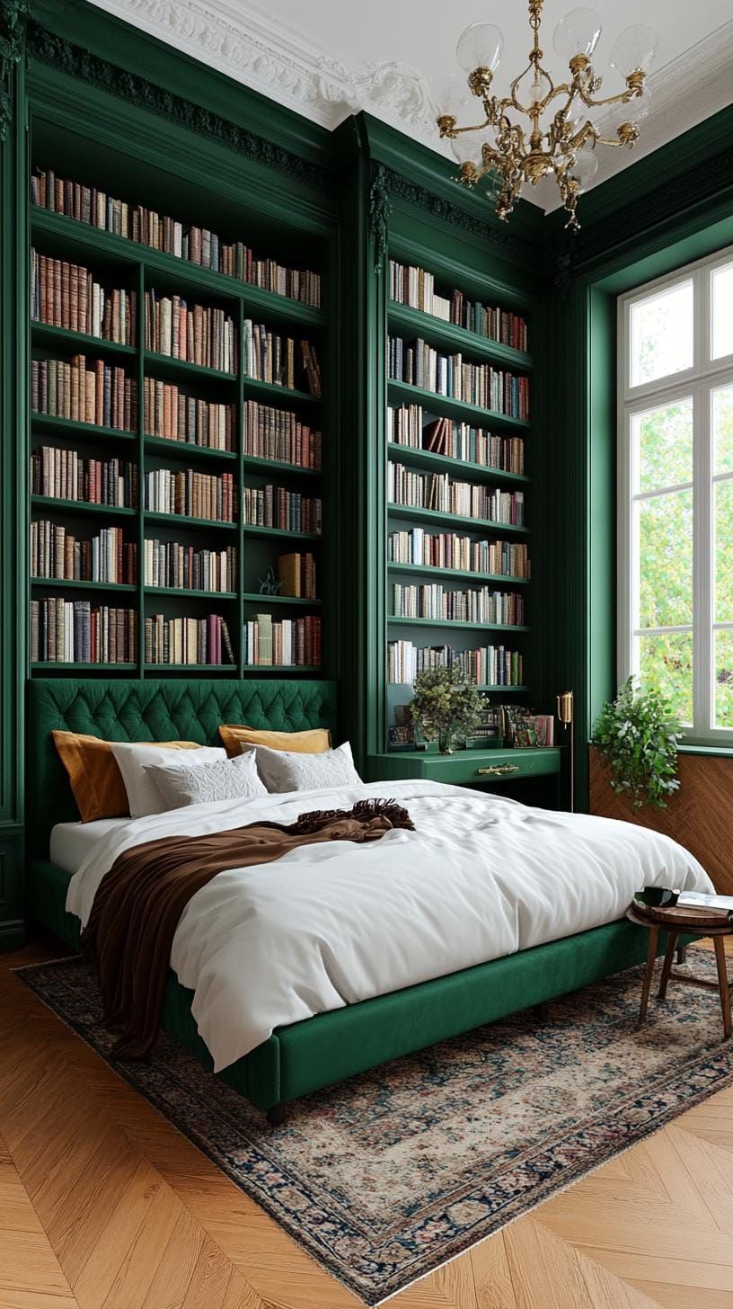 18. Timeless Library-Style Bedroom