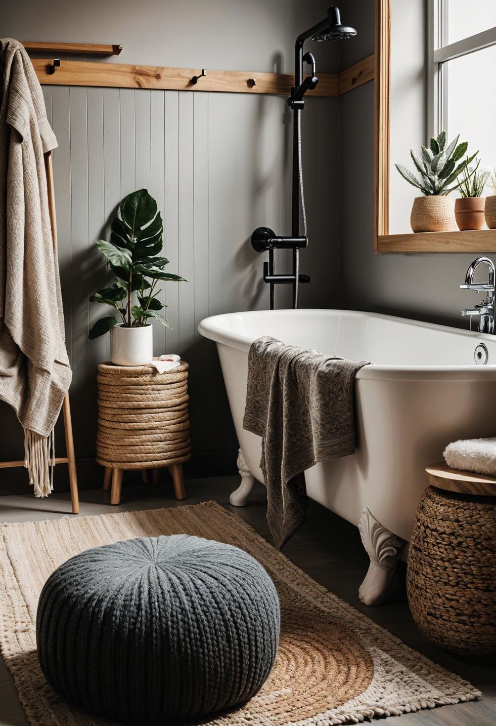 27. Cozy Seating Ideas for Boho Bathrooms