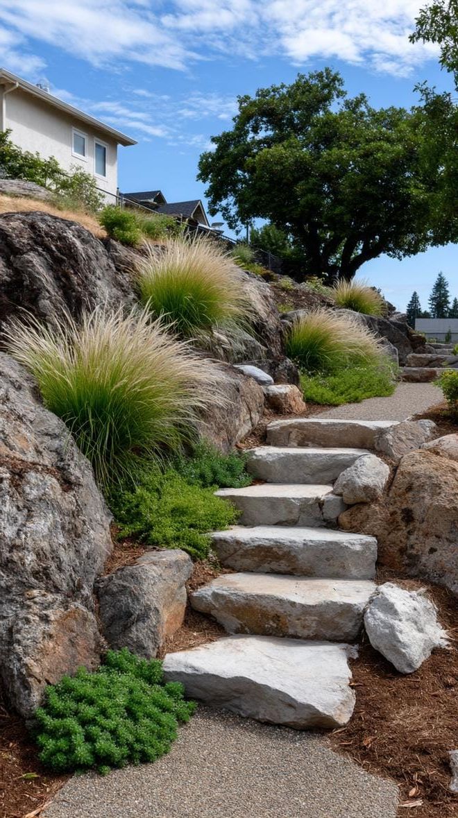 16. Ornamental Grasses on a Rocky Slope