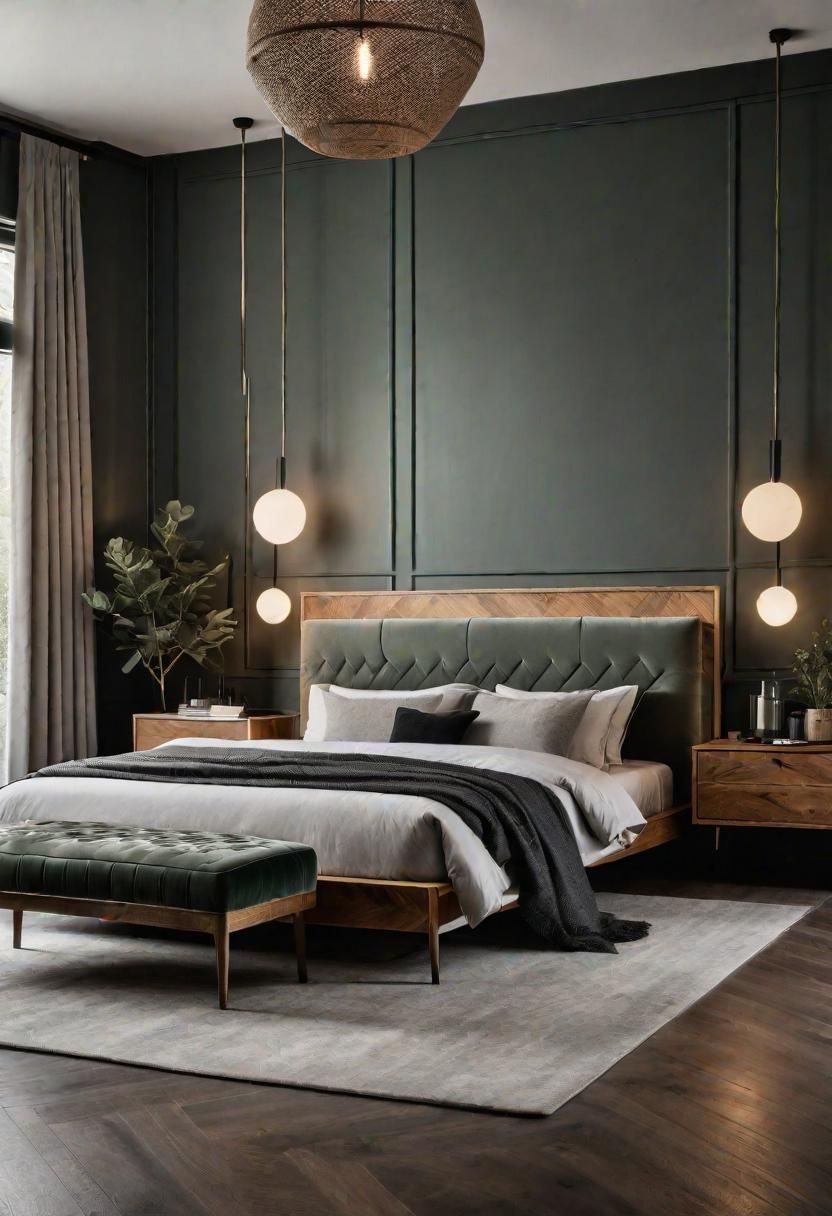 22. Sage Bedroom With Herringbone Flooring
