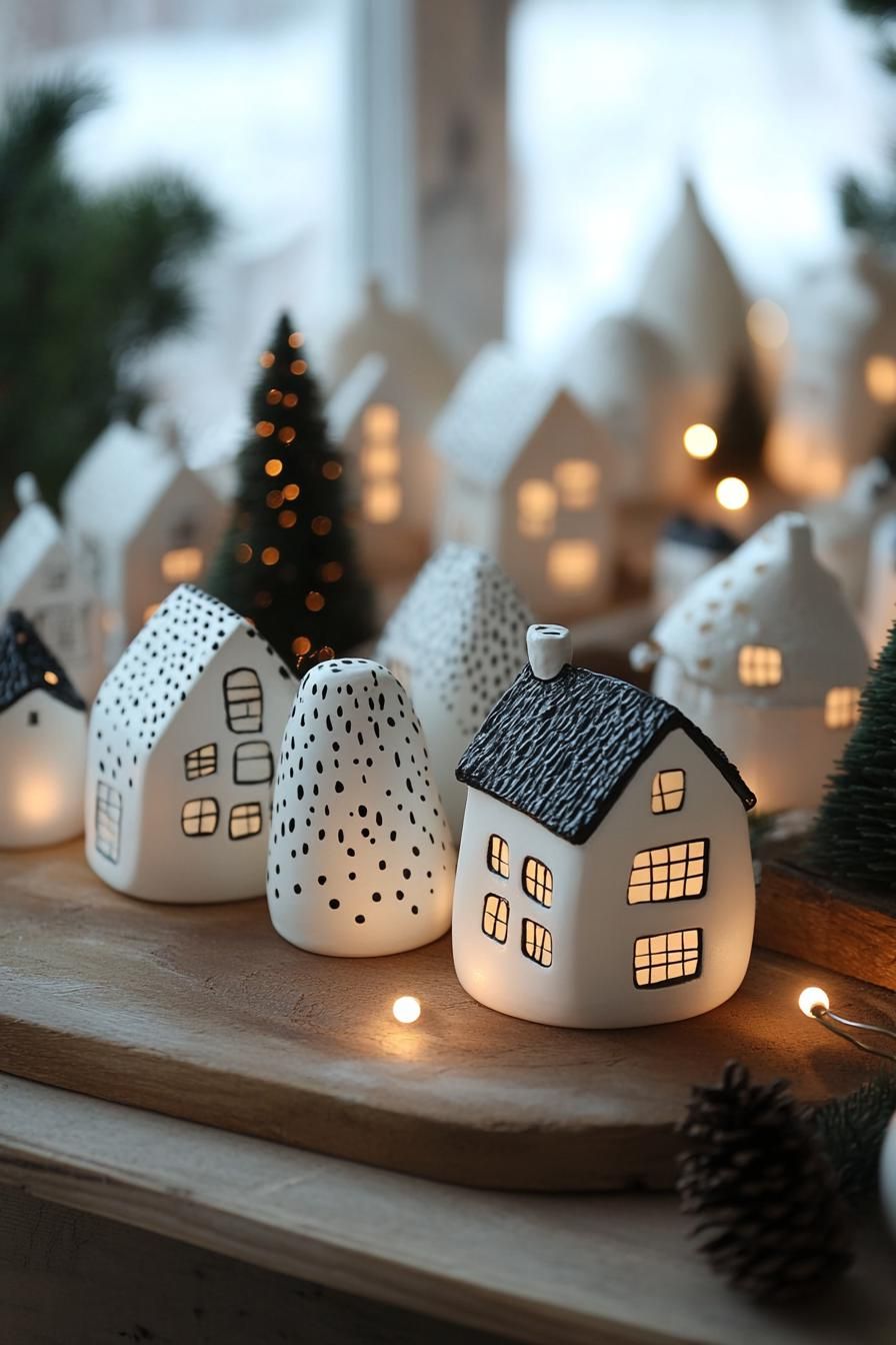15. Elegant Monochrome Village Displays