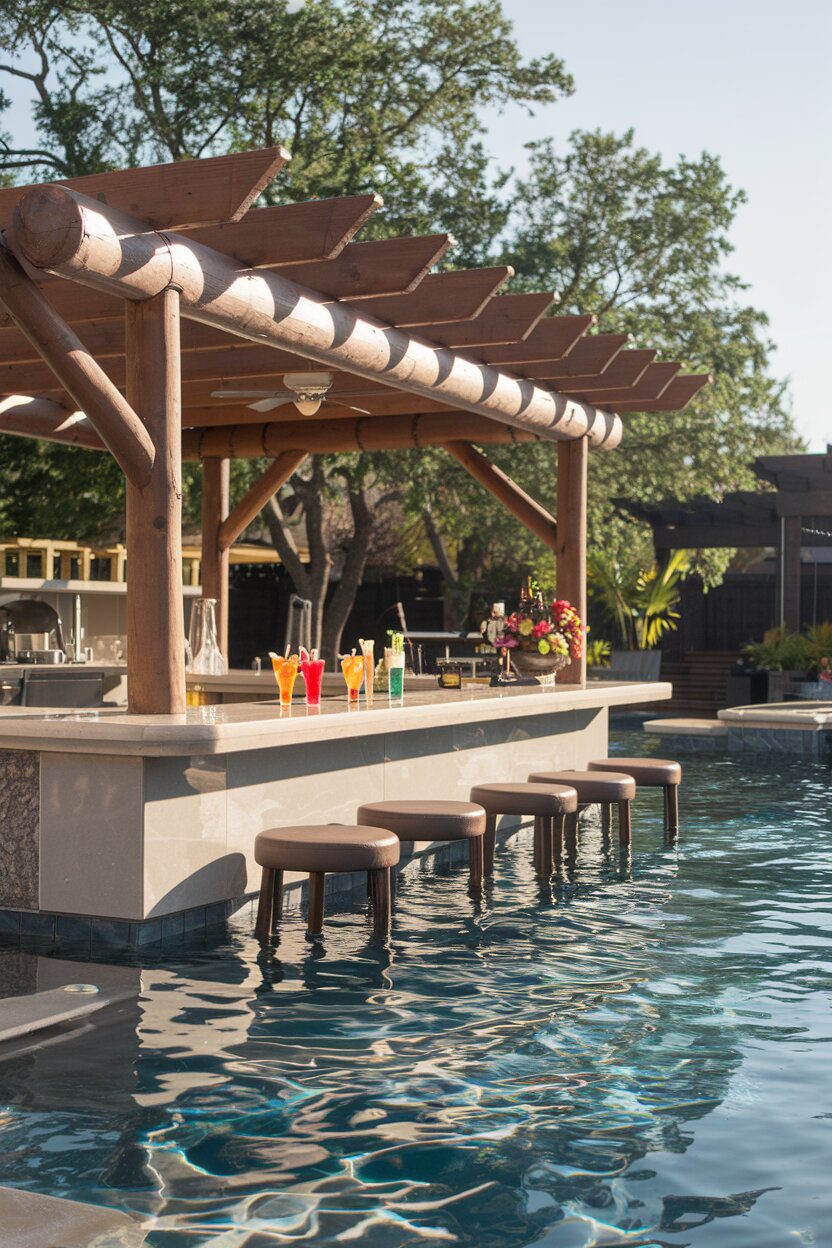 2. Luxury backyard oasis: pool with a swim-up bar