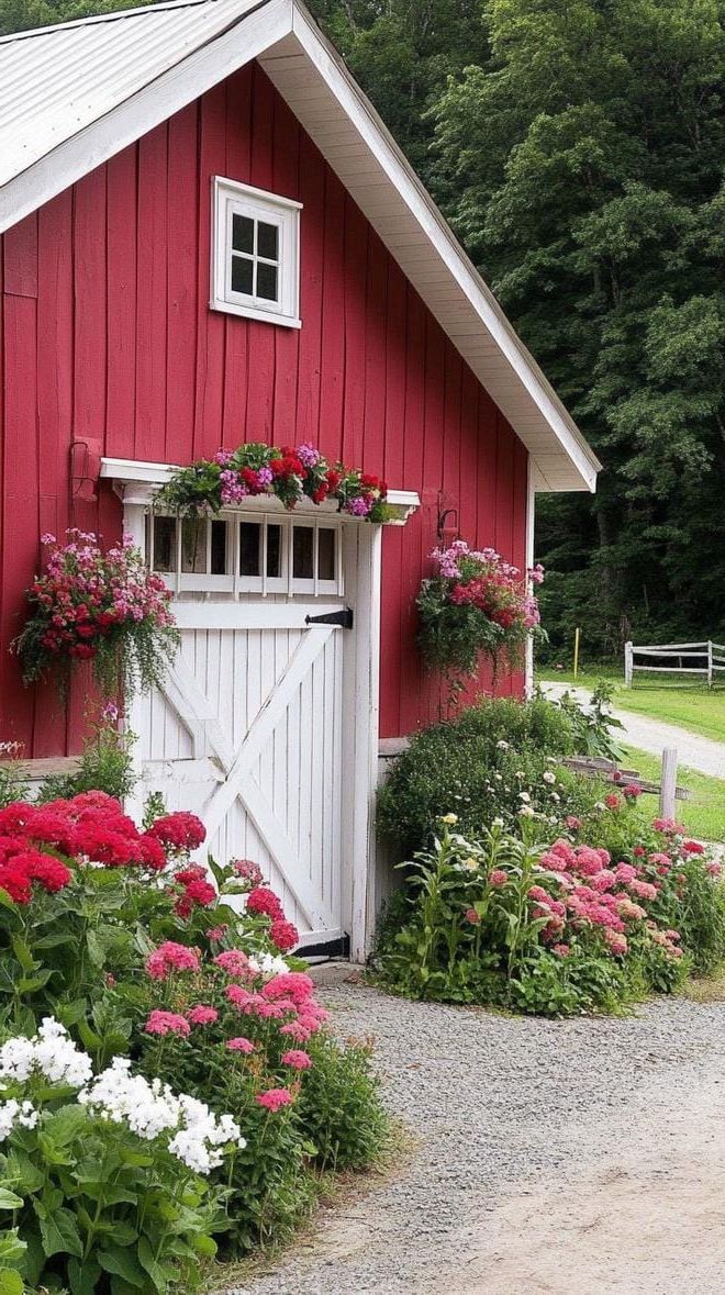 26. Vintage Barnyard Entry Amid Wild Bushes