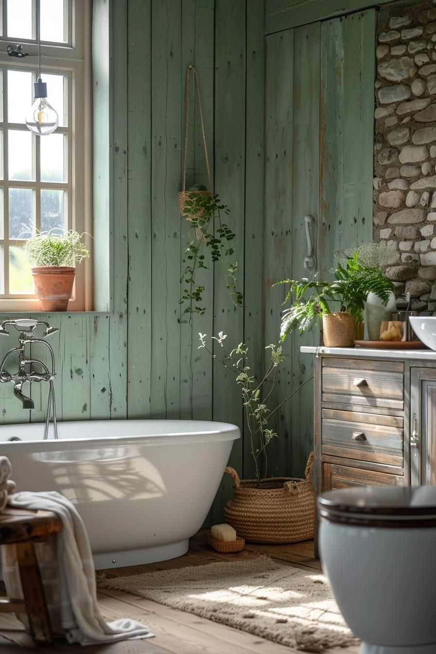 15. Sage Green Shiplap Zen Bathroom - photo 2