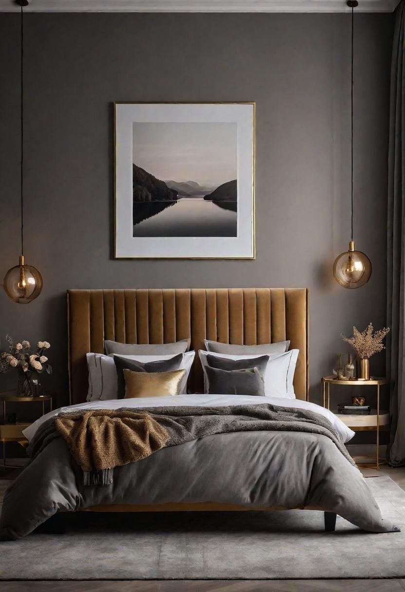 39. Taupe-Grey Bedroom Ideas with Gold Accents