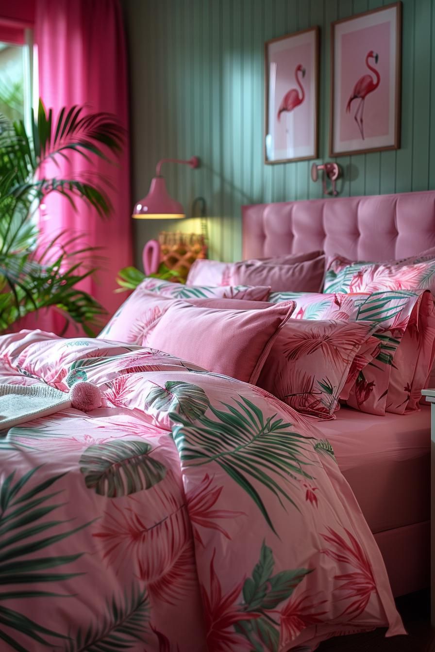 5. Flamingo-Themed Coastal Bedroom Look