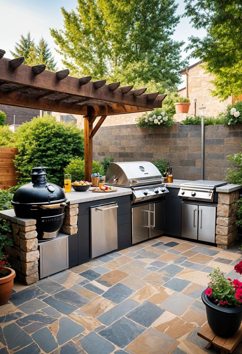 16. Small Outdoor Kitchen on Flagstone - photo 3