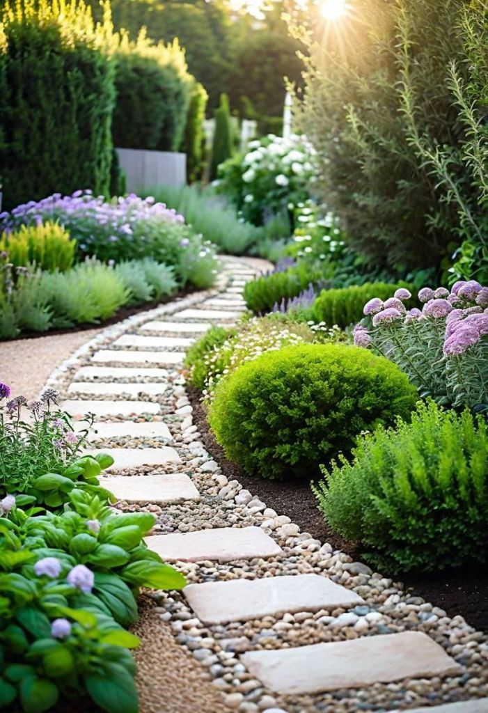 7. Herb Garden with Decorative Edging