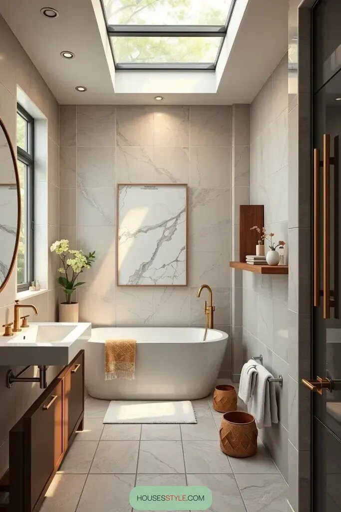 Pair Earthy Tiles with Marble Accents