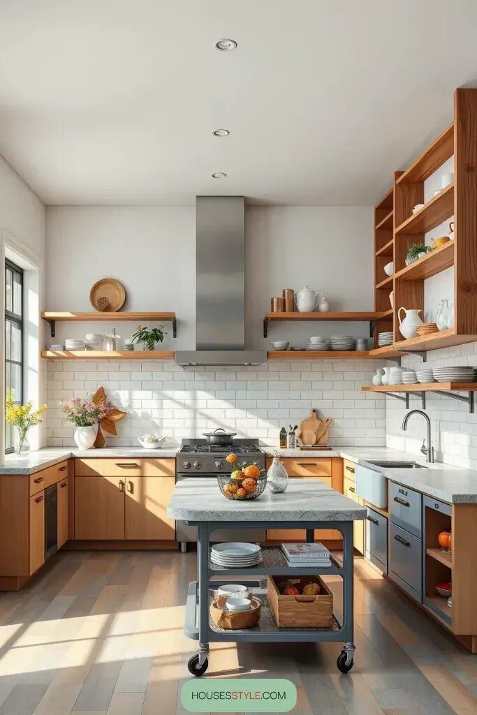 Open Frameworks and Floating Shelves in Kitchen Design