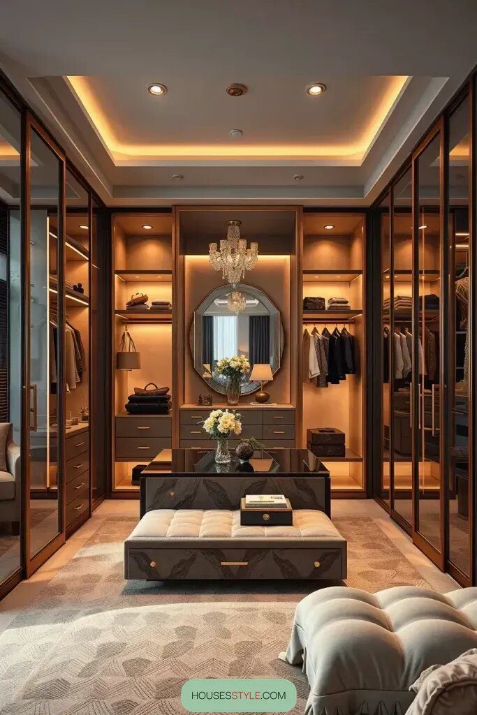 Custom Walk-In Wardrobes With Glass Accents - photo 2