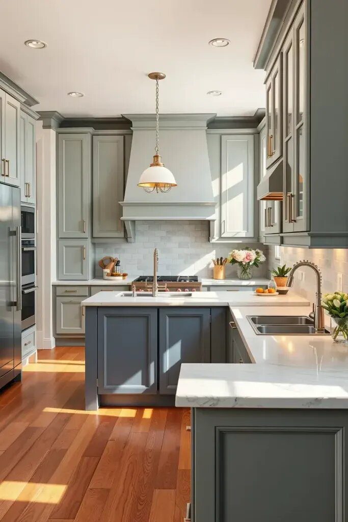 Luxurious Texture: Velvety Sage and Silky Blue Finishes