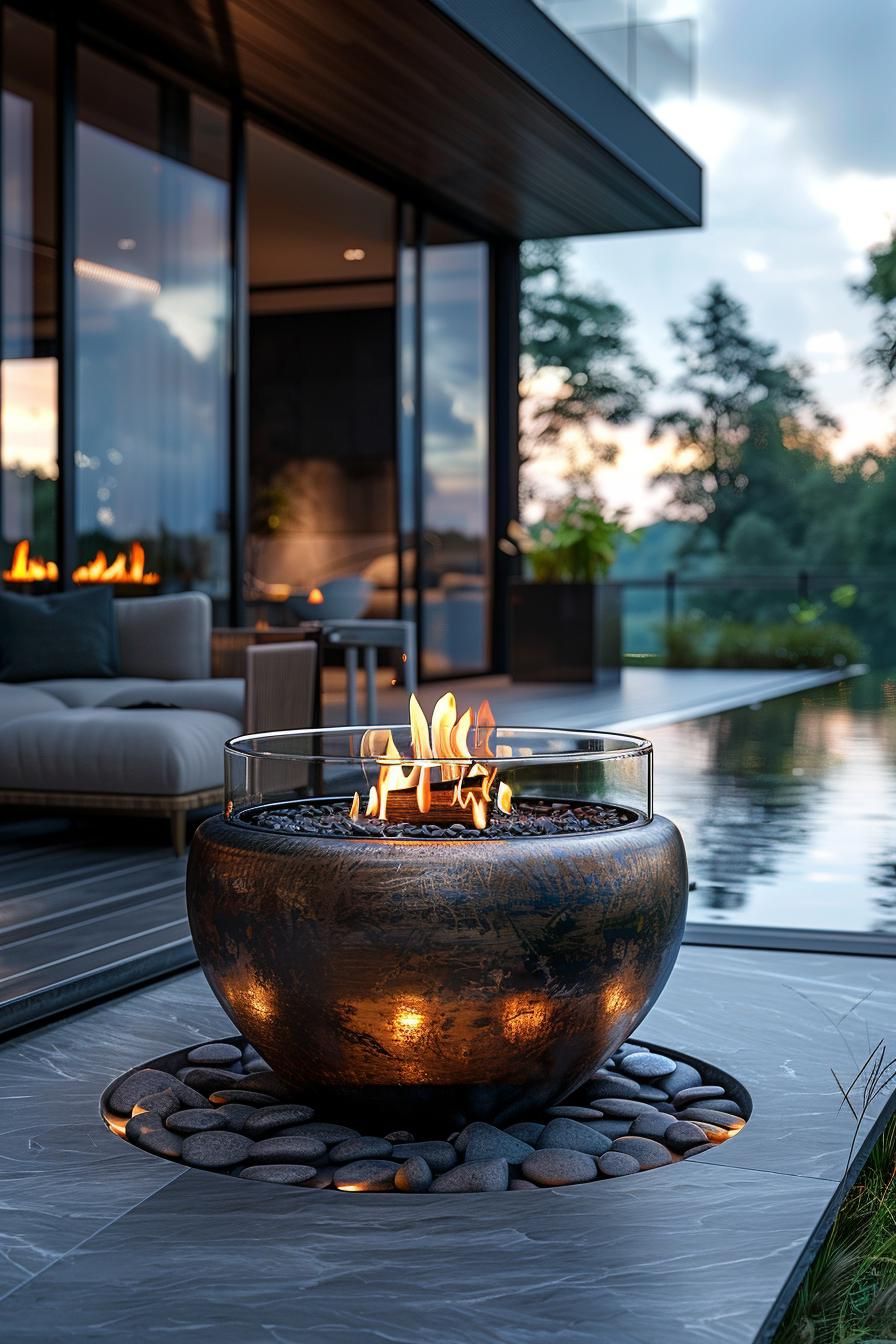 3. Circular Fire Pit With Glass Wind Guard - photo 3