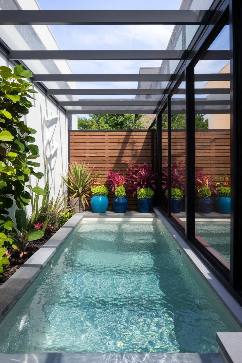 15. Modern Glass-Walled Pool