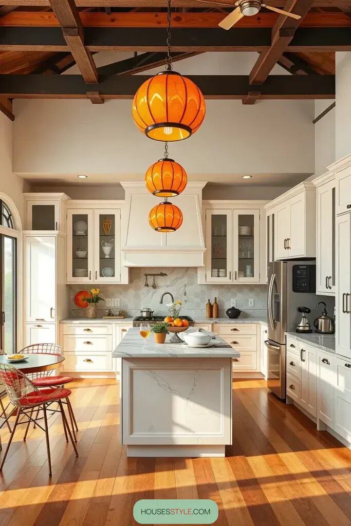 50s-Style Ceiling Fixtures in Bold Color - photo 2