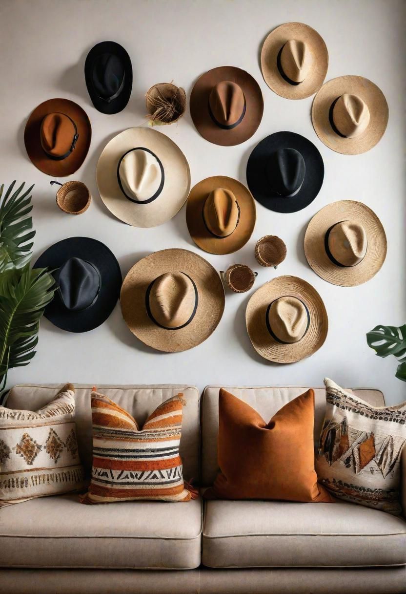 26. Woven Hat Wall Arrangement