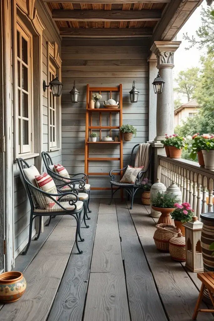 Rustic-Chic Balconies With Vintage Decor