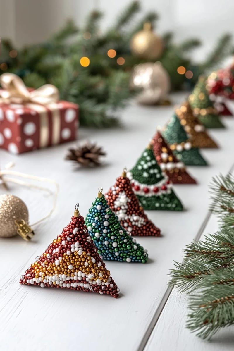 4. Beaded Triangle Tree Garland for Any Room