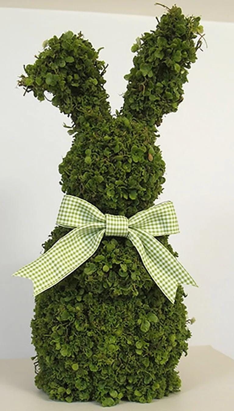 13. Moss-Covered Bunny With Gingham Bow