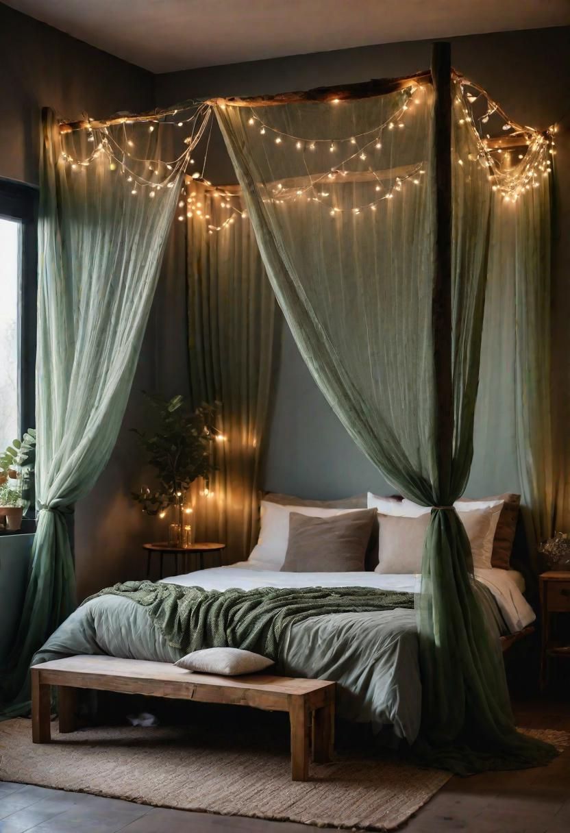 5. Enchanting Sage Green Canopy Bed Ideas