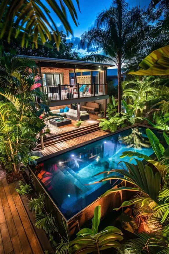 Tropical Above Ground Pool Retreat