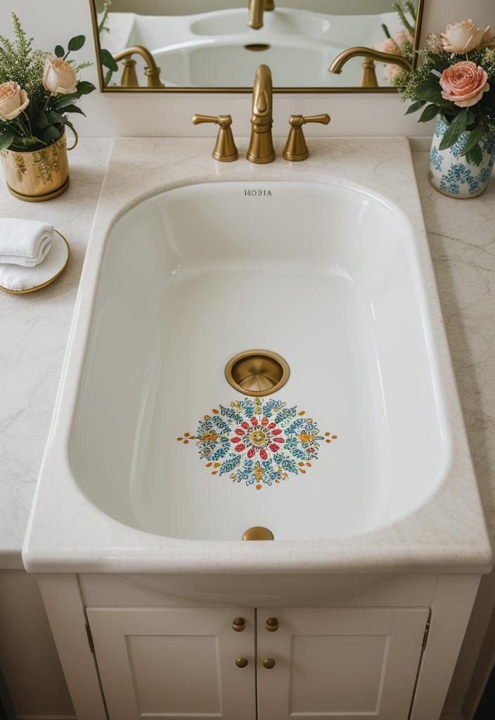15. Floral-Pattern Ceramic Sink Ideas