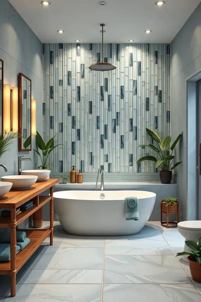 Spa-Style Bathrooms In Sage And Blue - photo 2