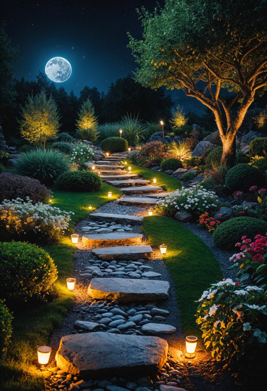 14. Glowing Stone Pathway After Dark - photo 2