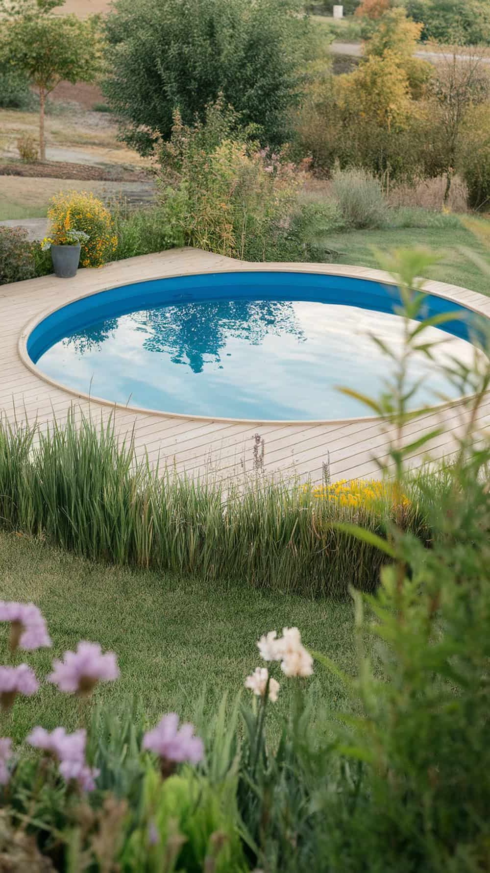 Above-Ground Pool Surrounded by a Deck