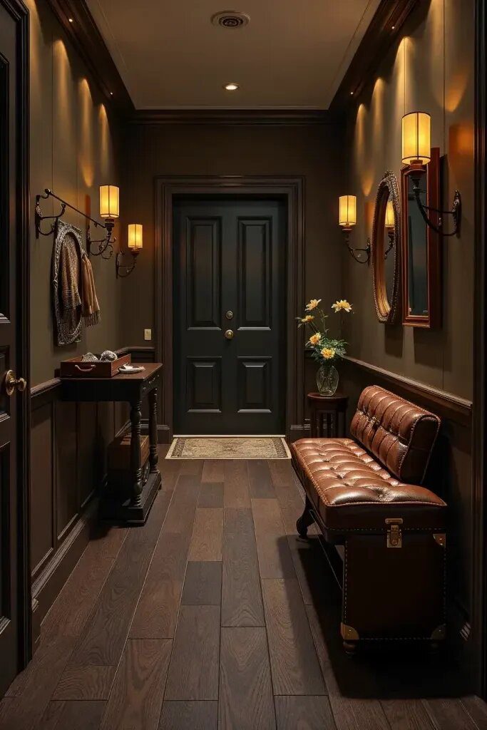 Leather Accents That Add Class to a Hallway - photo 2