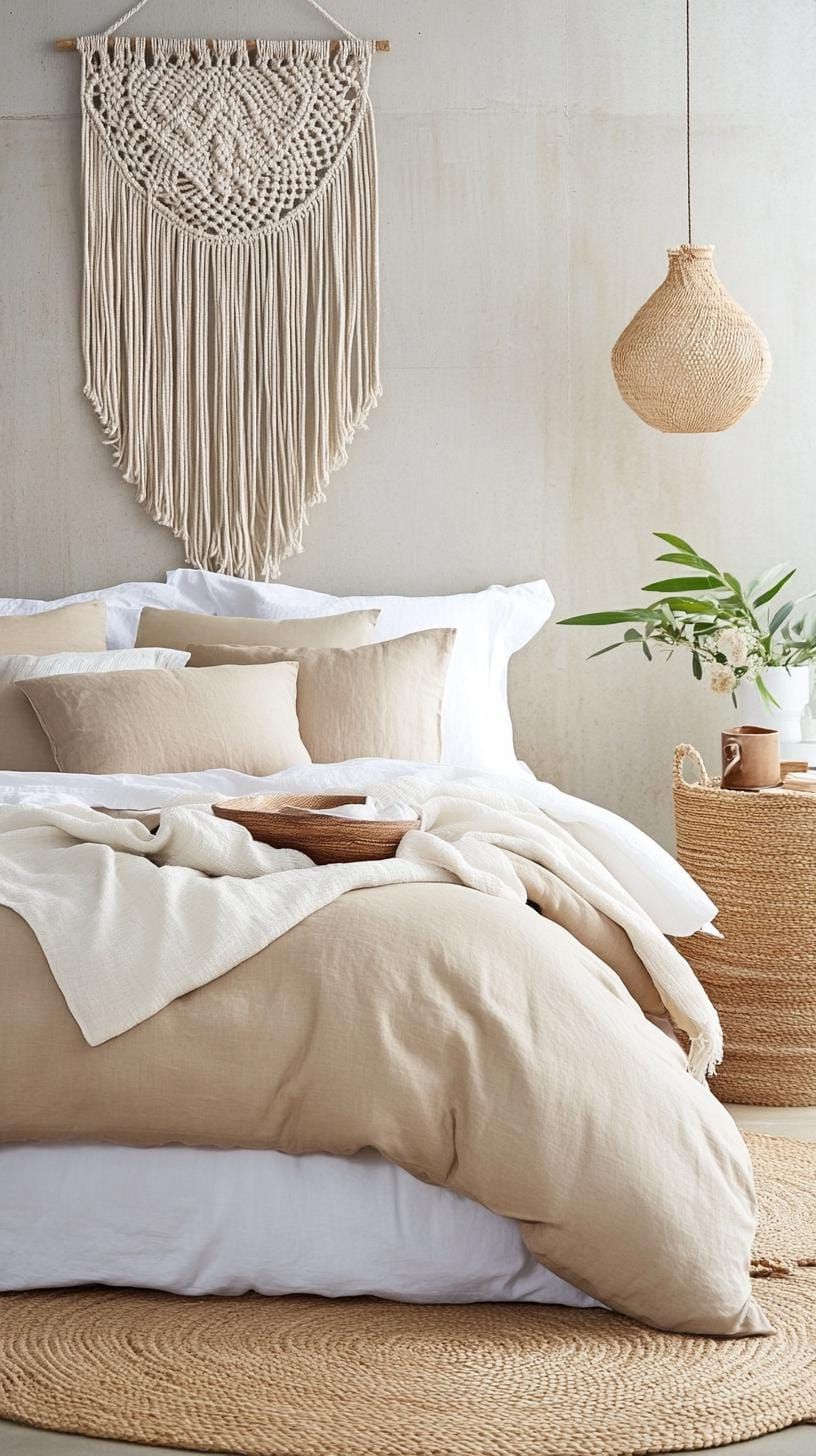 3. Macramé Backdrops and Neutral Bedding - photo 3