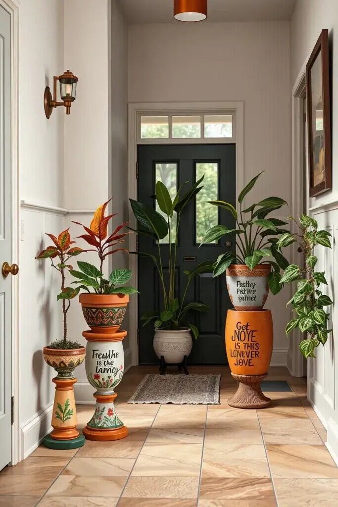 Painted Plant Pots and Pedestals for the Entryway - photo 2