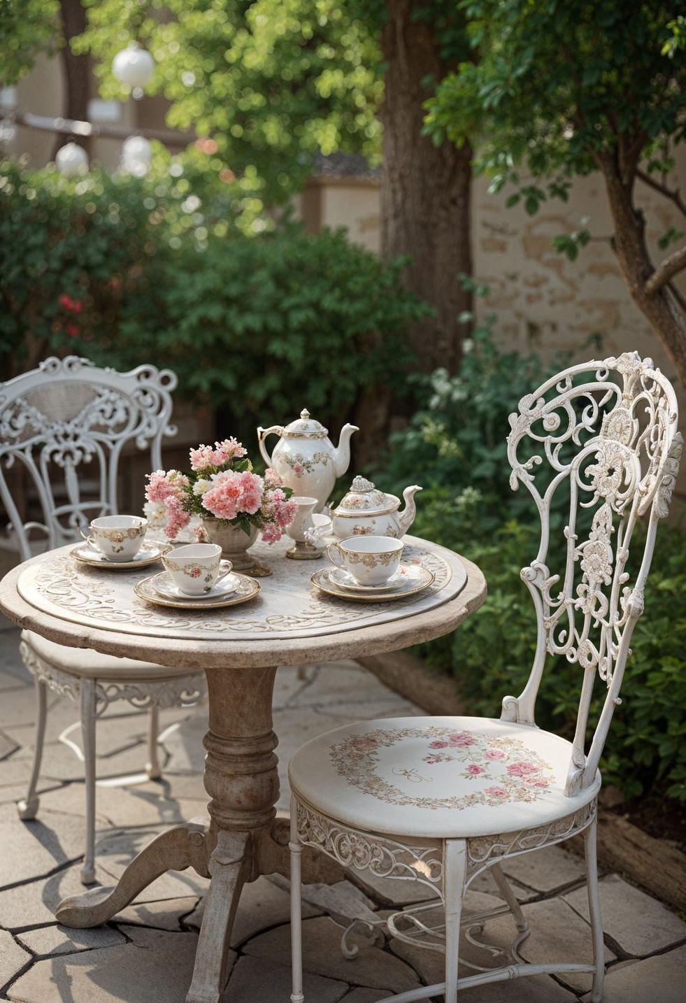 14. Vintage-Style Tea Party Patio Setup - photo 2