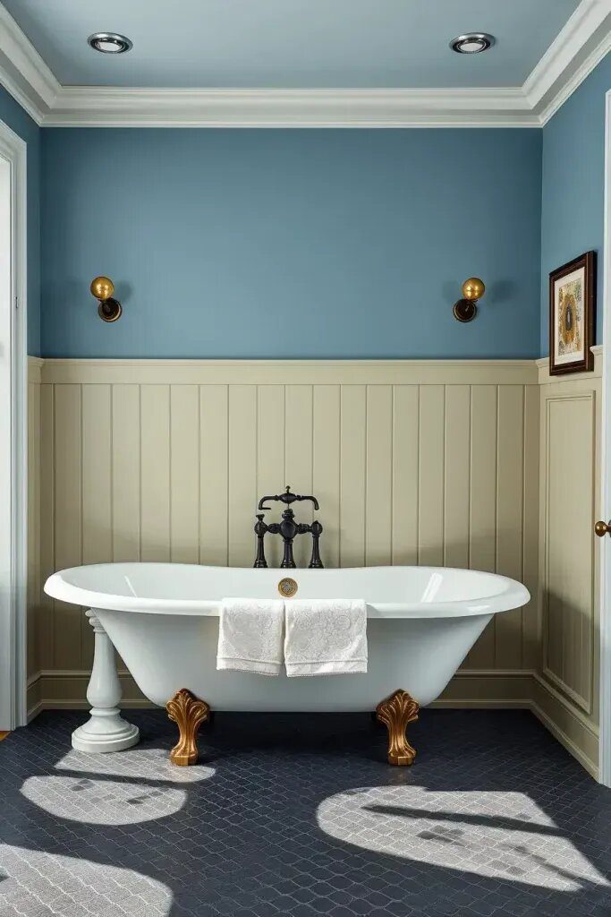 Sage Wainscoting Paired With Blue Upper Walls - photo 2