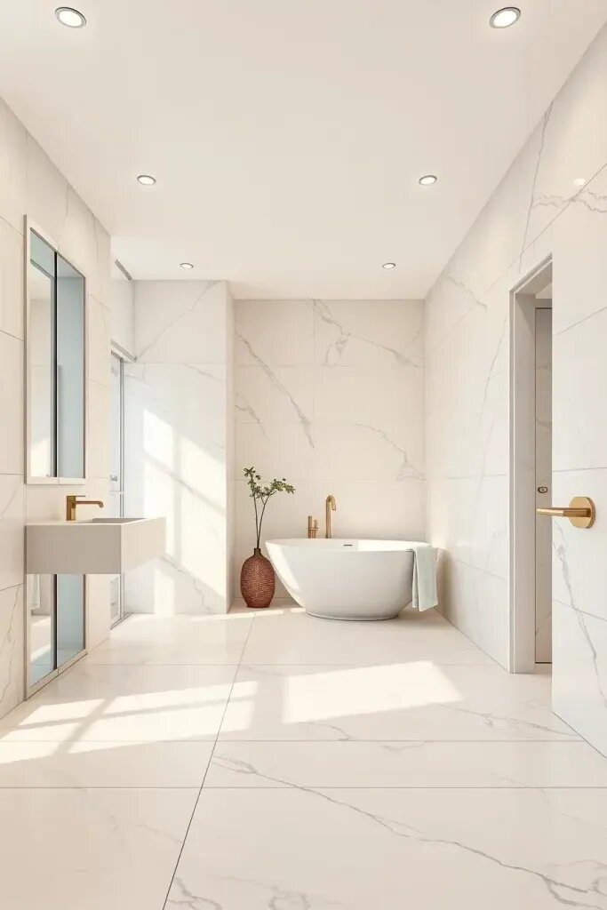 Floor-To-Ceiling Tile For A Minimalist Look
