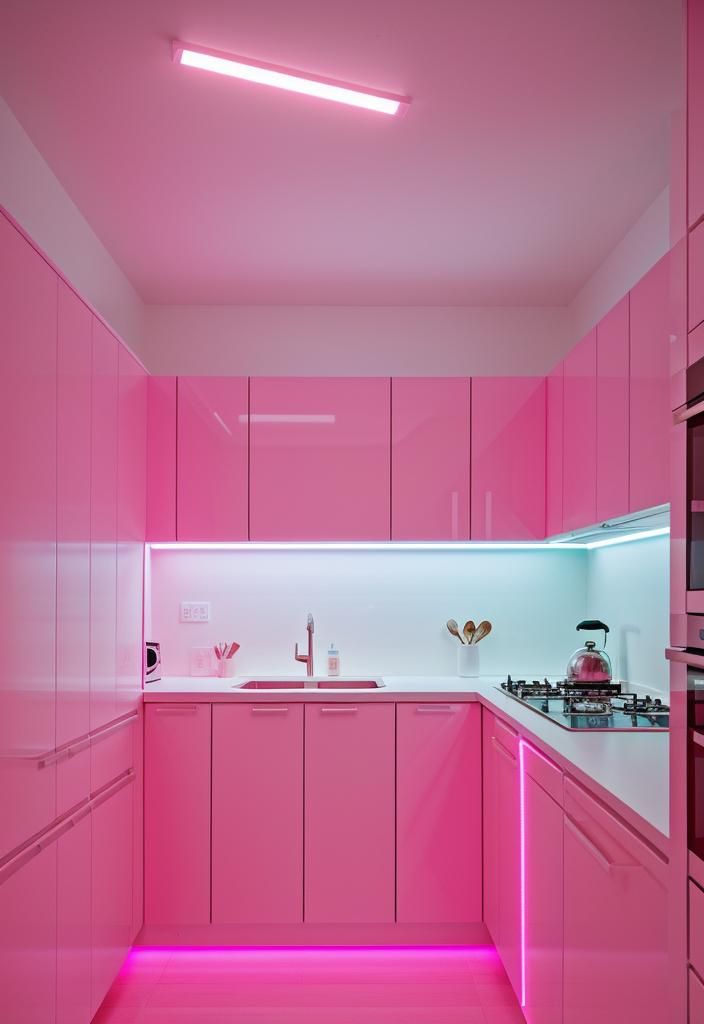 6. Vibrant Pink Cabinet Lighting
