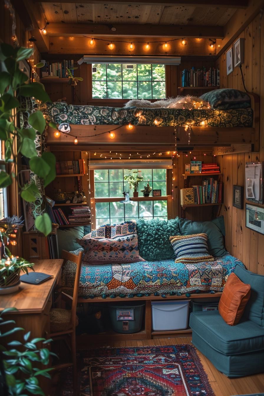 2. Cozy Corner Fairy Lights and Blankets