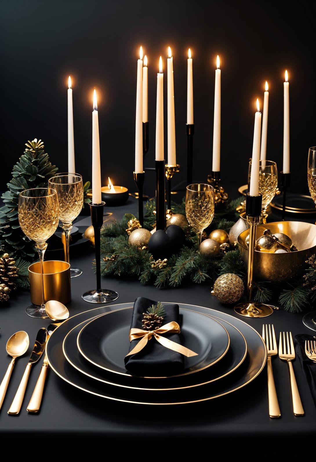 7. Black and Gold Christmas Table Ideas