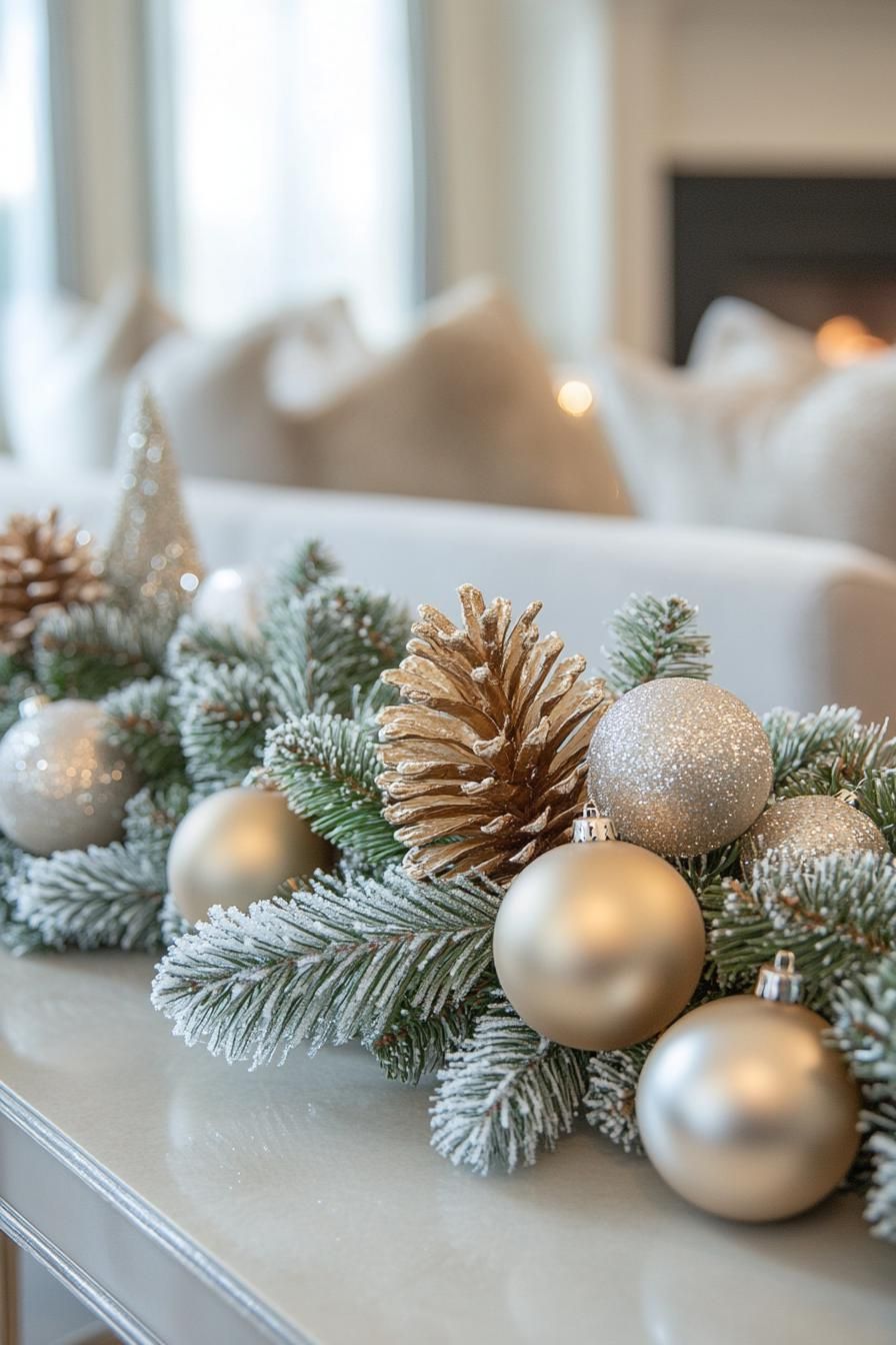 5. Frosted Pine Garland Accents