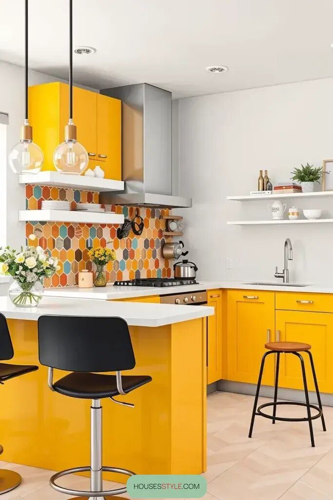 Bold Backsplashes to Pair With Sunny Yellow Cabinets
