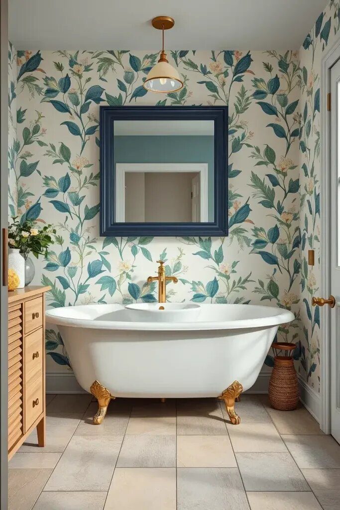 Adding Sage And Blue Botanical Wallpaper