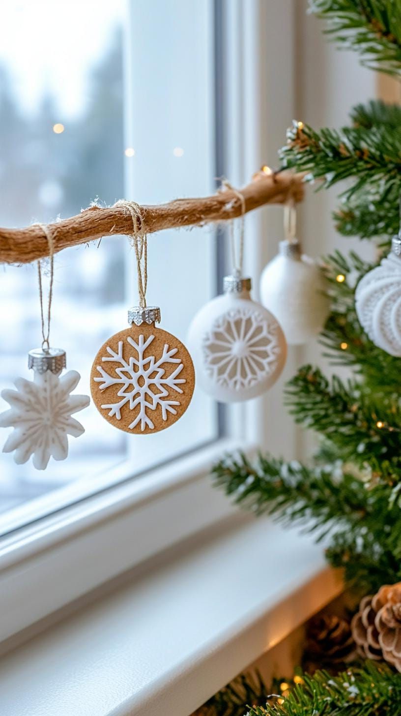 15. Nordic-style white and silver snowflake window décor - photo 2