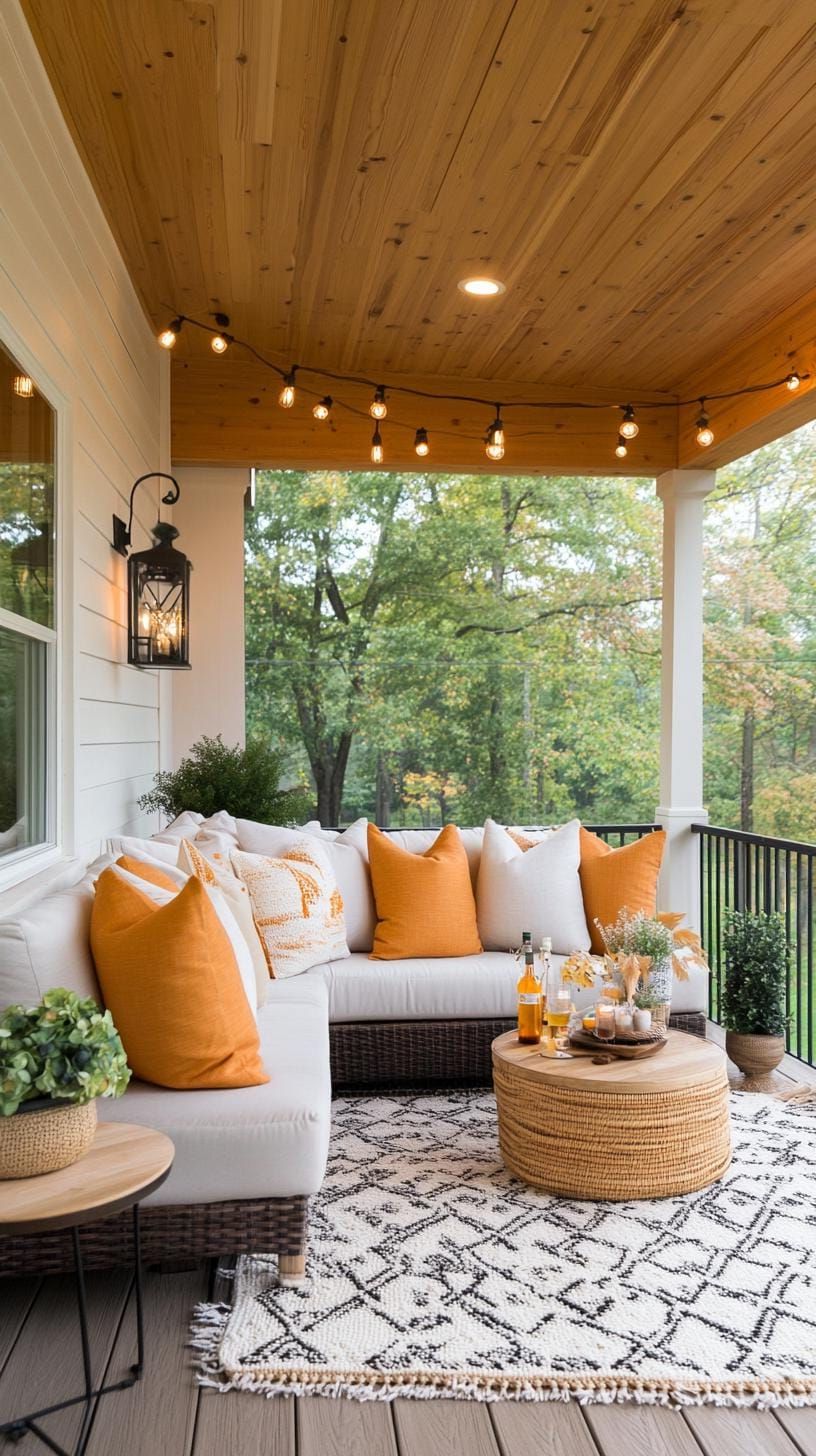 27. Wood Patio Warmed by Hanging String Lights - photo 2