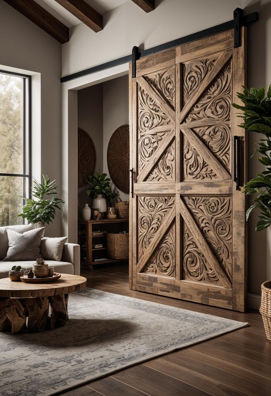 6. Boho Barn Door Room Divider