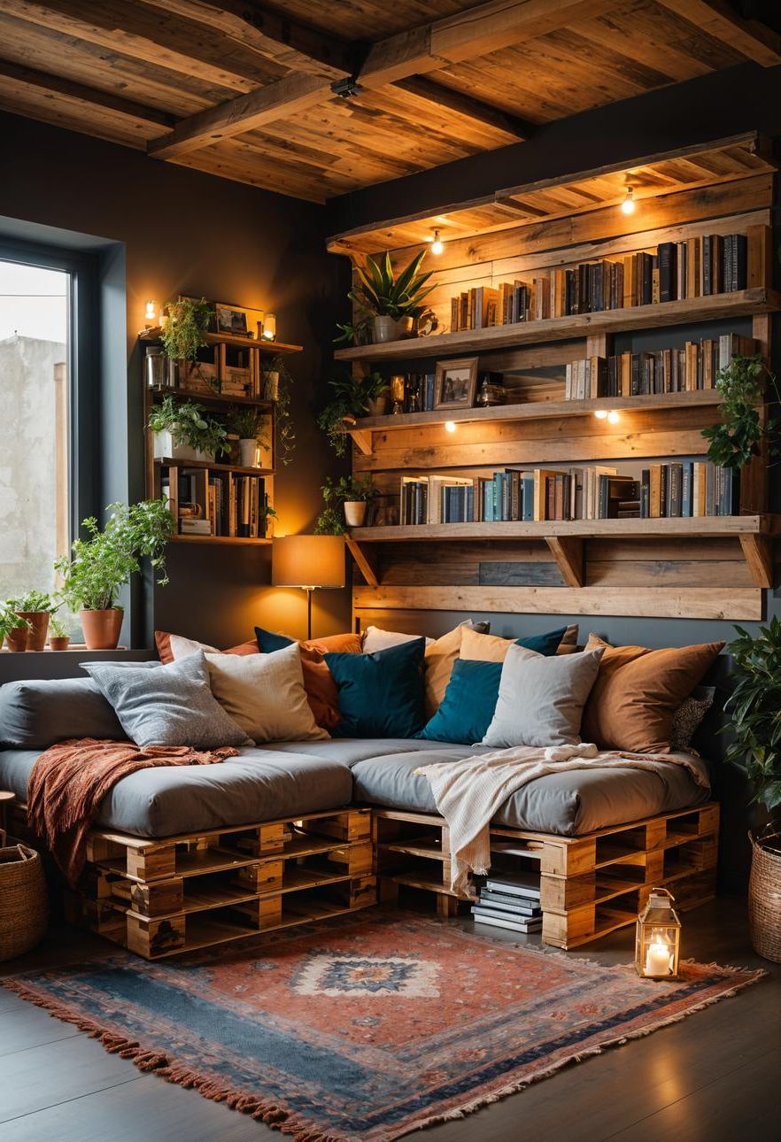 41. DIY Pallet Shelf Book Niche - photo 2