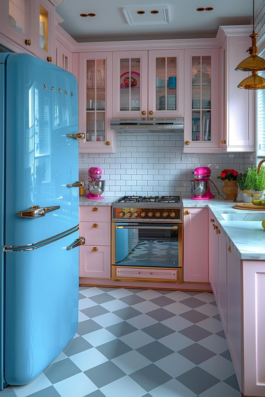 6. Retro Checkerboard Kitchen Flooring