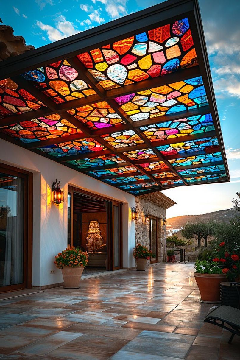 11. Colorful Stained Glass Patio Roofs - photo 2